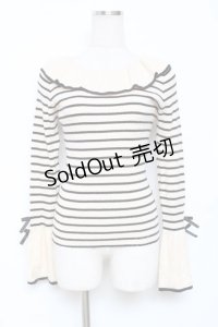 axes femme / 襟デザインボーダーニット  生成り Y-25-12-11-014-AX-TO-SZ-ZY