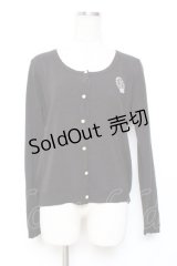 axes femme / フレーム刺繍入りカーディガン M 黒 Y-25-12-11-015-AX-TO-SZ-ZY