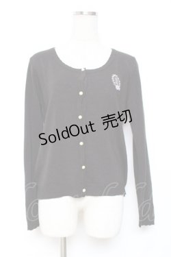 画像1: axes femme / フレーム刺繍入りカーディガン M 黒 Y-25-12-11-015-AX-TO-SZ-ZY