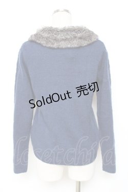 画像2: axes femme / トランプアイコン刺繍ファーカラーニット M 紺 Y-25-12-11-016-AX-TO-SZ-ZY