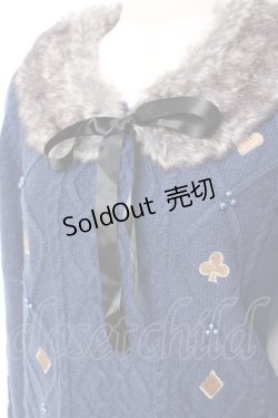 画像3: axes femme / トランプアイコン刺繍ファーカラーニット M 紺 Y-25-12-11-016-AX-TO-SZ-ZY