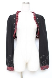 To Alice / BlackShamrock/チェックフリルショートボレロ  黒 Y-25-12-11-018-LO-TO-SZ-ZY
