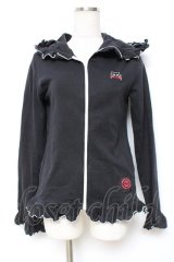 MAM / デビルキャット刺繍フリルパーカー  黒 Y-25-12-11-022-LO-TO-SZ-ZY