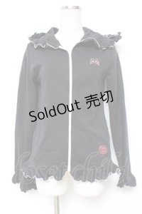 MAM / デビルキャット刺繍フリルパーカー  黒 Y-25-12-11-022-LO-TO-SZ-ZY