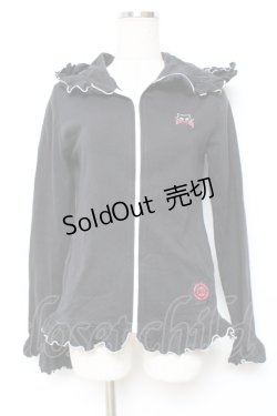 画像1: MAM / デビルキャット刺繍フリルパーカー  黒 Y-25-12-11-022-LO-TO-SZ-ZY