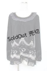 axes femme / 裾プリントプルオーバー M 黒 Y-25-12-11-024-AX-TO-SZ-ZY