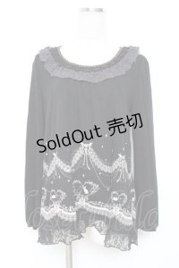 axes femme / 裾プリントプルオーバー M 黒 Y-25-12-11-024-AX-TO-SZ-ZY