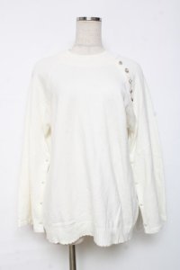 axes femme / アソート釦付スリット袖ニット F 白 Y-25-12-11-026-AX-TO-SZ-ZY
