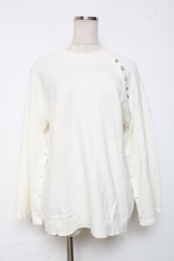 画像1: axes femme / アソート釦付スリット袖ニット F 白 Y-25-12-11-026-AX-TO-SZ-ZY