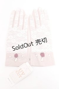 axes femme / リボンフィンガーレスグローブ  淡ピンク Y-25-12-11-004-AX-ZA-AS-ZY