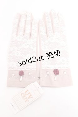 画像1: axes femme / リボンフィンガーレスグローブ  淡ピンク Y-25-12-11-004-AX-ZA-AS-ZY