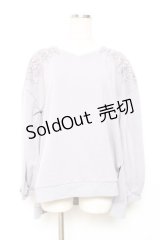 axes femme / 花モチーフレース使いプルオーバー M ラベンダー Y-25-12-11-027-AX-TO-SZ-ZY