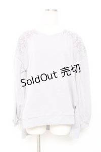 axes femme / 花モチーフレース使いプルオーバー M ラベンダー Y-25-12-11-027-AX-TO-SZ-ZY