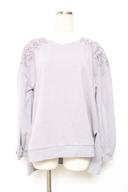 画像1: axes femme / 花モチーフレース使いプルオーバー M ラベンダー Y-25-12-11-027-AX-TO-SZ-ZY