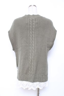 画像2: axes femme / 裾チュールレースニットベスト M グリーン Y-25-12-11-028-AX-TO-SZ-ZY