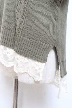 画像3: axes femme / 裾チュールレースニットベスト M グリーン Y-25-12-11-028-AX-TO-SZ-ZY