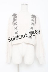 axes femme / Wレースアップショートニット M 生成り Y-25-12-11-029-AX-TO-SZ-ZY