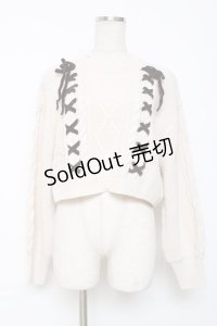 axes femme / Wレースアップショートニット M 生成り Y-25-12-11-029-AX-TO-SZ-ZY