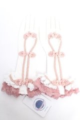 Hoshibako Works / 彩花磁　レース手袋  ピンク Y-25-12-12-053-LO-ZA-SZ-ZY