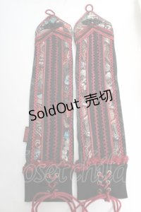 Ozz oneste / チャイナジャガードラインアームカバー  黒×赤 Y-25-12-12-054-OO-ZA-SZ-ZY