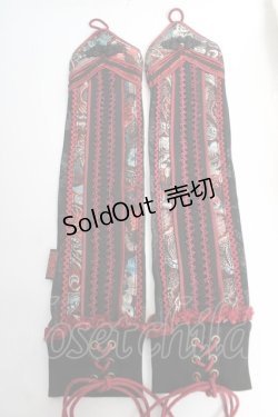 画像1: Ozz oneste / チャイナジャガードラインアームカバー  黒×赤 Y-25-12-12-054-OO-ZA-SZ-ZY