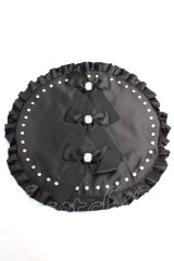 Ank Rouge / リボンうちわケース  黒 Y-25-12-12-080-CA-ZA-SZ-ZY