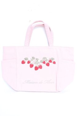 画像1: Maison de FLEUR / いちご刺繍サイドポケットトートバッグ F ピンク Y-25-12-12-081-LO-BG-SZ-ZY