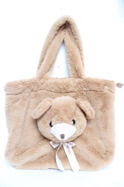 画像1: PINK HOUSE / くまお顔ファートートバッグ  ブラウン Y-25-12-12-087-LO-BG-SZ-ZY