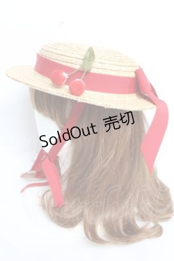 画像2: PINK HOUSE / さくらんぼコサージュ付き麦わら帽子  赤 Y-25-12-12-094-LO-AC-SZ-ZT0304V