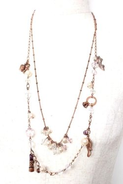 画像1: axes femme / モチーフ2連ネックレス  Aゴールド Y-25-12-12-010-AX-AC-SZ-ZY