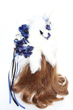 画像2: Atelier Beatrice / 角×耳フラワーカチューシャ  ホワイト×ブルー Y-25-12-12-117-GO-AC-SZ-ZY