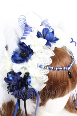 画像5: Atelier Beatrice / 角×耳フラワーカチューシャ  ホワイト×ブルー Y-25-12-12-117-GO-AC-SZ-ZY