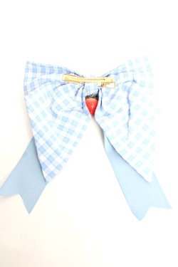 画像2: Hoshibako Works / ストロベリー・リボンブーケ　ギンガムチェックリボンクリップ  サックス Y-25-12-12-021-LO-AC-SZ-ZY