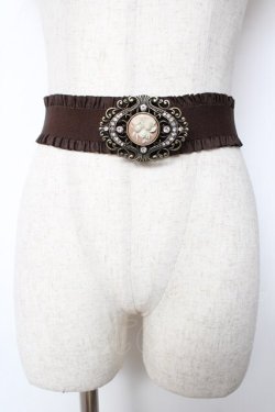 画像1: axes femme / カメオバックルゴムベルト  シルバー Y-25-12-12-039-AX-ZA-SZ-ZY