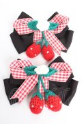 Angelic Pretty / Sweet Strawberry編みぐるみリボンクリップSet  黒 Y-25-12-12-045-AP-AC-SZ-ZY