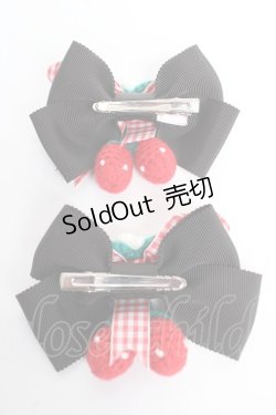 画像2: Angelic Pretty / Sweet Strawberry編みぐるみリボンクリップSet  黒 Y-25-12-12-045-AP-AC-SZ-ZY