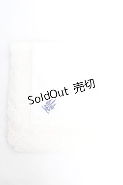 画像1: Moi-meme-Moitie / タイニーローズレース燭台刺繍スカーフ  白レース×青刺繍 Y-25-12-12-047-MO-ZA-SZ-ZY