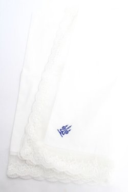画像2: Moi-meme-Moitie / タイニーローズレース燭台刺繍スカーフ  白レース×青刺繍 Y-25-12-12-047-MO-ZA-SZ-ZY