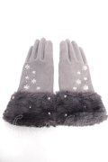 axes femme / 雪の結晶柄刺繍手袋  グレー Y-25-12-13-001-AX-ZA-SZ-ZY