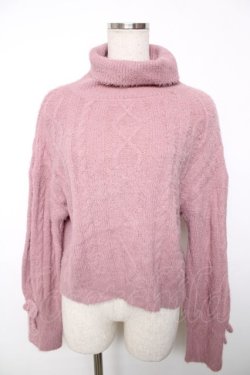 画像1: axes femme POETIQUE / フェザーヤーンタートルプルオーバー M ピンク Y-25-12-13-036-AX-TO-SZ-ZY
