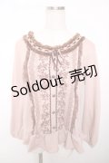 axes femme / 襟ファープリントカットソー  ピンク Y-25-12-13-038-AX-TO-SZ-ZY