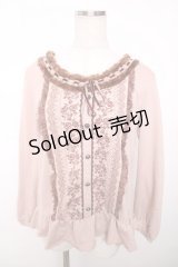 axes femme / 襟ファープリントカットソー  ピンク Y-25-12-13-038-AX-TO-SZ-ZY