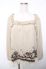 axes femme / フロッキープリントトップス  ベージュ Y-25-12-13-040-AX-TO-SZ-ZY