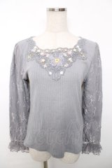axes femme / ローズガーデン×蝶レースプルオーバー  グレー Y-25-12-13-042-AX-TO-SZ-ZY
