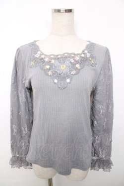 画像1: axes femme / ローズガーデン×蝶レースプルオーバー  グレー Y-25-12-13-042-AX-TO-SZ-ZY