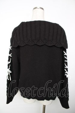 画像2: axes femme / 袖レースアップニットプルオーバー F 黒 Y-25-12-13-045-AX-TO-SZ-ZY