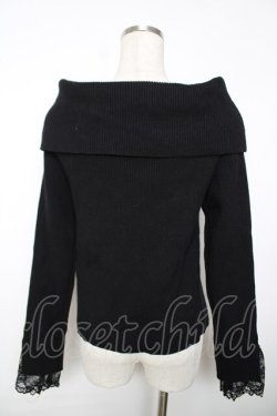 画像2: axes femme / ローズ刺繍オフショルニット F 黒 Y-25-12-13-046-AX-TO-SZ-ZY