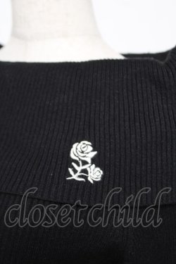 画像3: axes femme / ローズ刺繍オフショルニット F 黒 Y-25-12-13-046-AX-TO-SZ-ZY