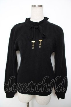 画像1: axes femme / リボン付きニット M 黒 Y-25-12-13-047-AX-TO-SZ-ZY