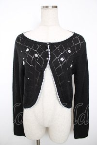axes femme / パール使い透かしカーディガン M 黒 Y-25-12-13-048-AX-TO-SZ-ZY